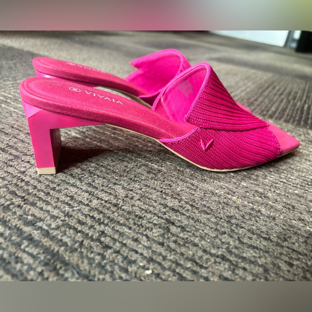 VIVAIA Women’s Pink Heeled Mules; Square-Toe Block Heel Sandals (Jade Pro)